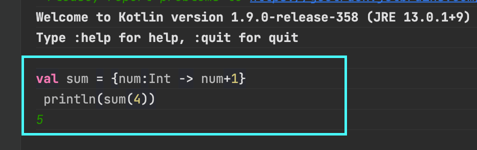 Kotlin REPL example in IDE