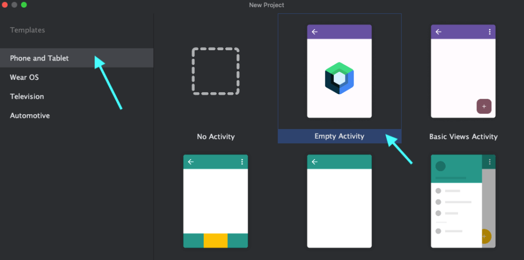 app in Jetpack Compose : Choose empty activity on Android Studio