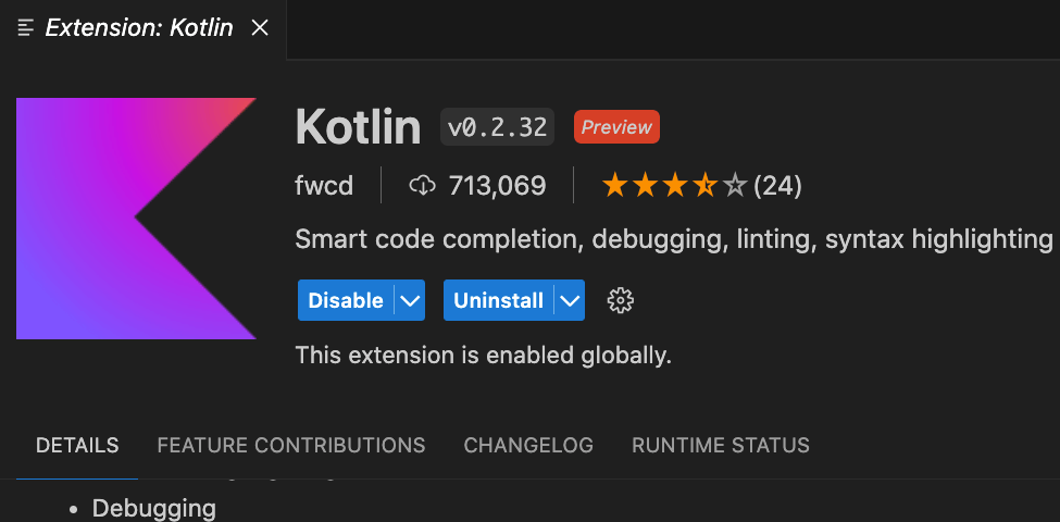 kotlin extension for vs code