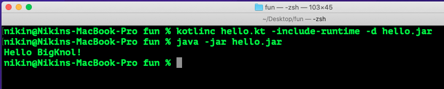 run and compile kotlin in cmd or terminal