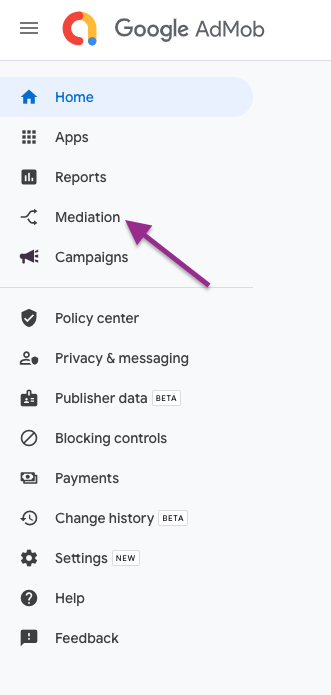 Meta Mediation with AdMob : AdMob Step 1